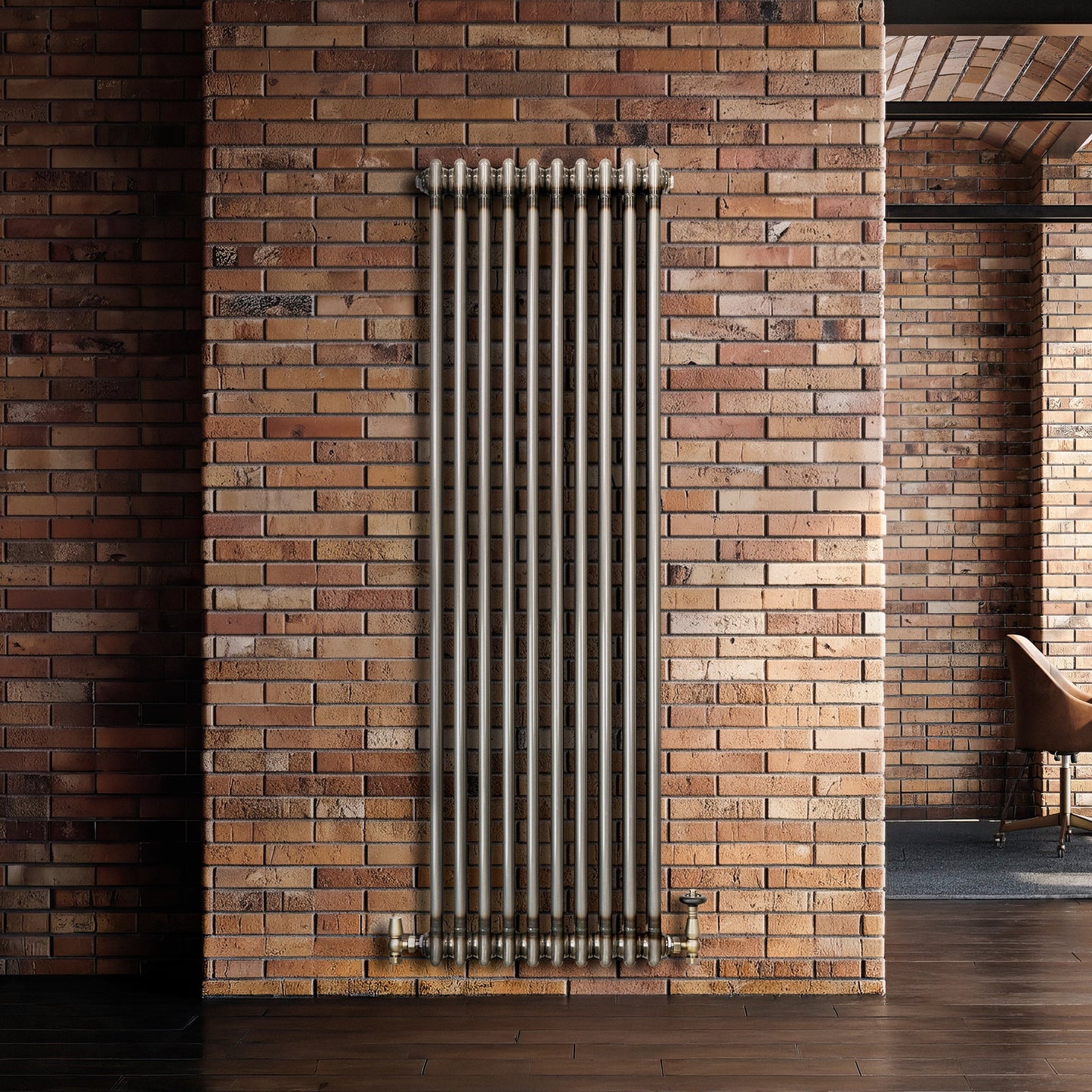 Traditional 2 Column Radiator & Valves – 1500mm x 470mm - Raw Metal