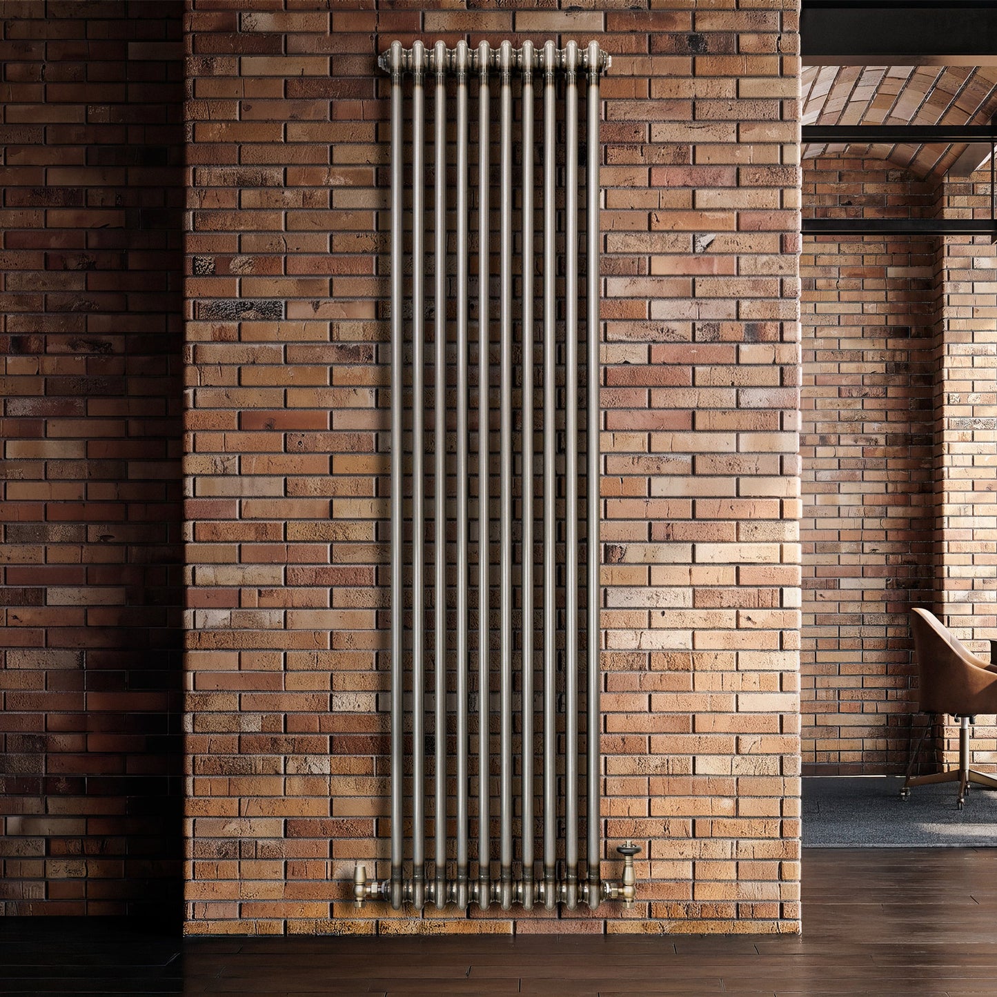 Traditional 2 Column Radiator & Valves – 1800mm x 470mm - Raw Metal