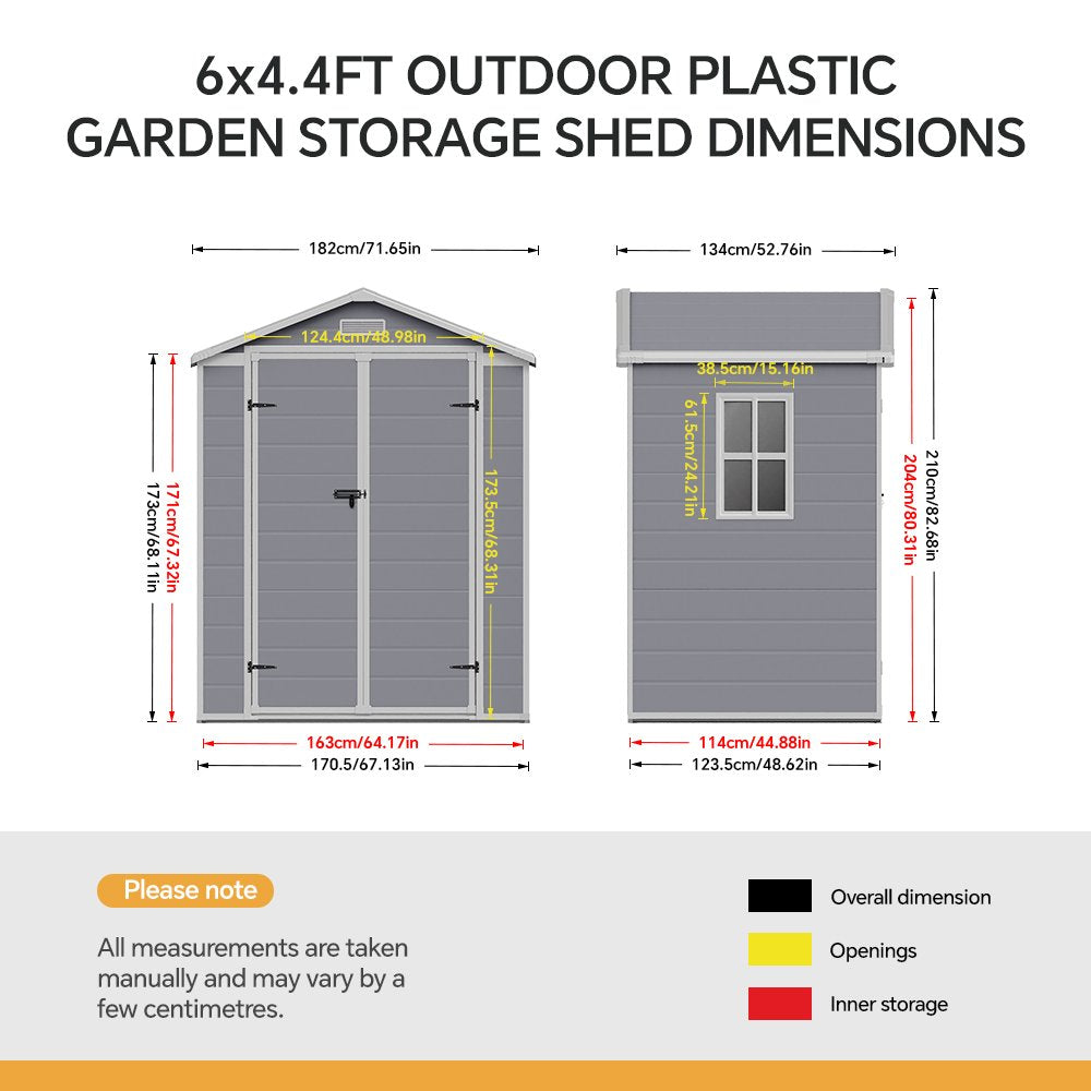 6x4ft Plastic Garden Storage Shed – Lockable Door