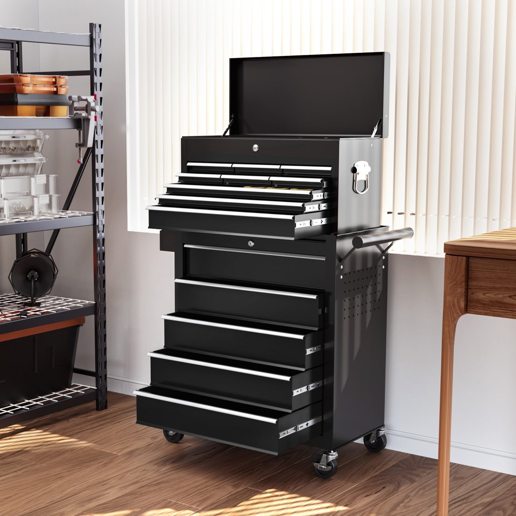 2-in-1 Lockable Tool Chest & Roller Cabinet – 14 Drawers