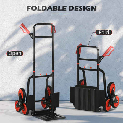 Foldable Steel Stair Climbing Trolley – 120kg Red