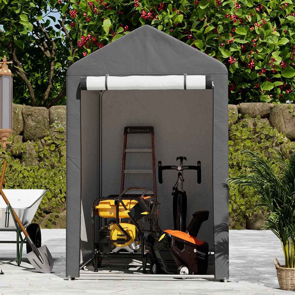 Dark Grey Galvanised Tube Storage Shed