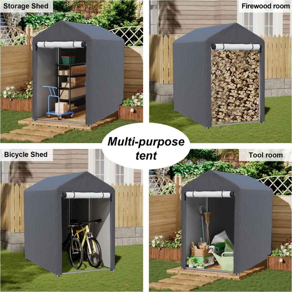 Dark Grey Galvanised Tube Storage Shed