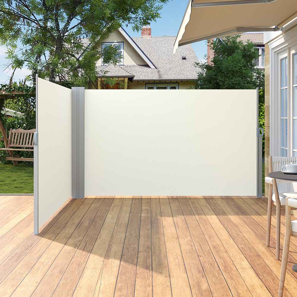 Outdoor Retractable Privacy Side Awning – Beige 600cm