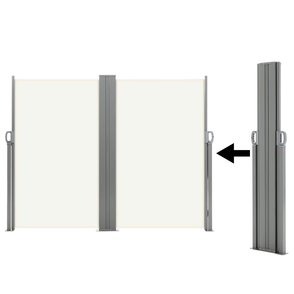 Outdoor Retractable Privacy Side Awning – Beige 600cm