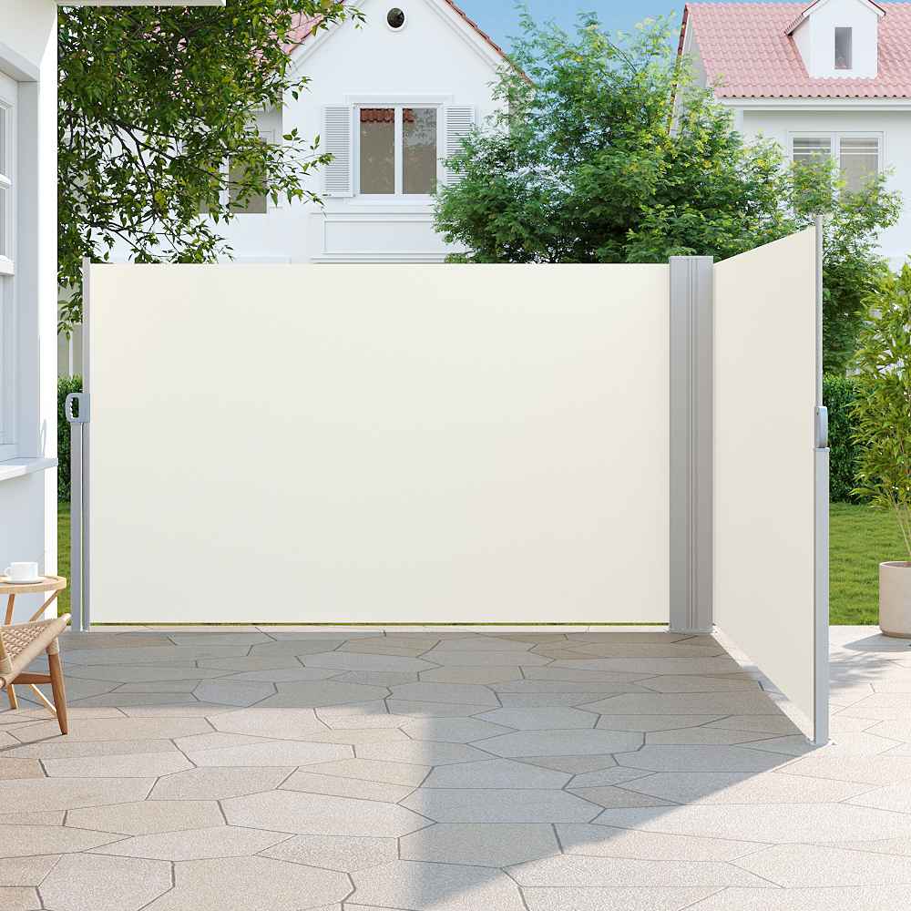 Outdoor Retractable Privacy Side Awning – Beige 600cm