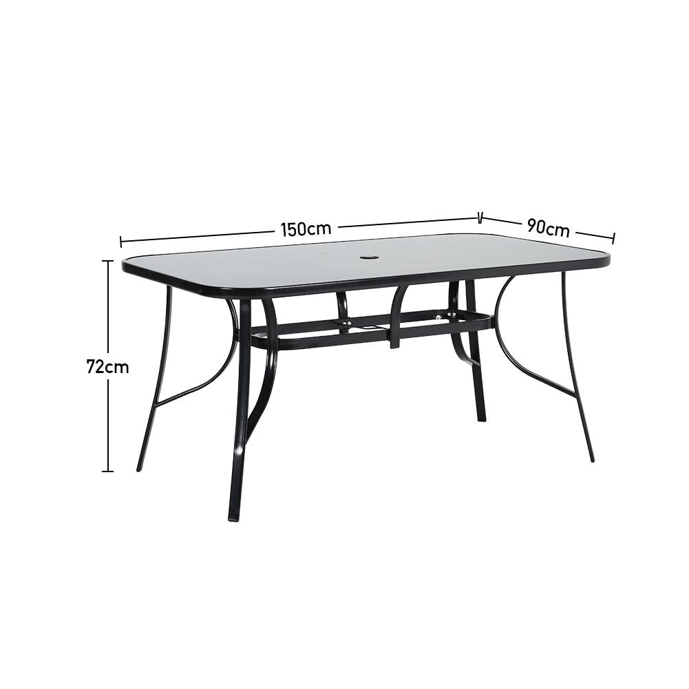 Black Garden Table & Rattan Chairs – 5 Piece Set