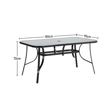 Black Garden Table & Rattan Chairs – 5 Piece Set