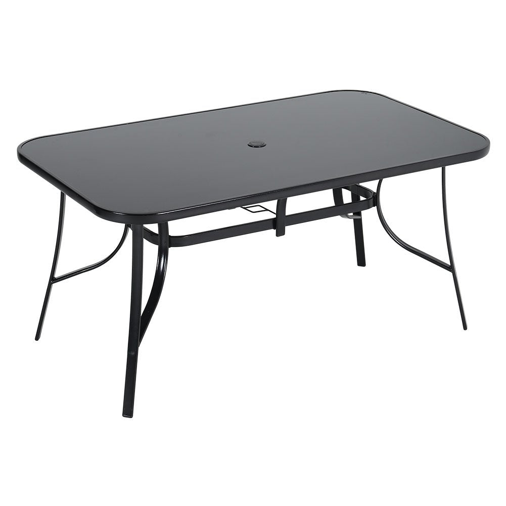 Garden Table & Rattan Chairs & Black 2.7m LED Parasol Bundle
