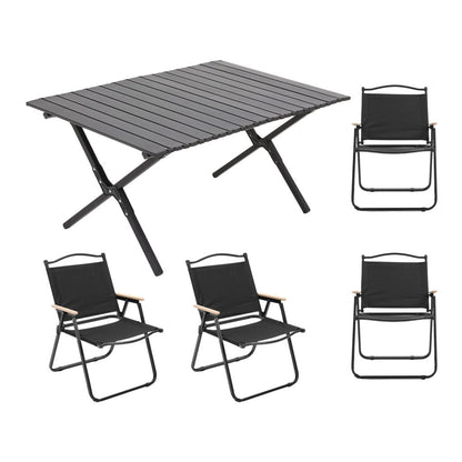 Black Folding Camping Table & 4 Chair Set
