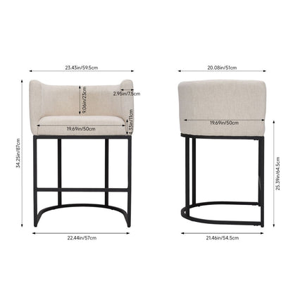 Beige Chenille Bar Stools – Set of 2