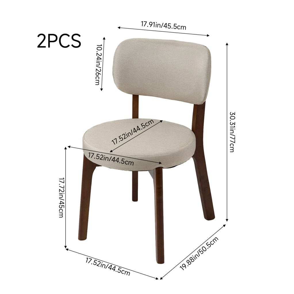 Beige Upholstered Dining Chairs – Set of 2