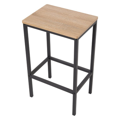 Oak Wood Grain Bar Table Set – 4 Stools
