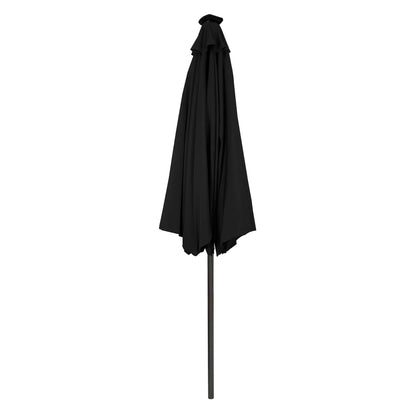 Garden Table & Rattan Chairs & Black 2.7m LED Parasol Bundle