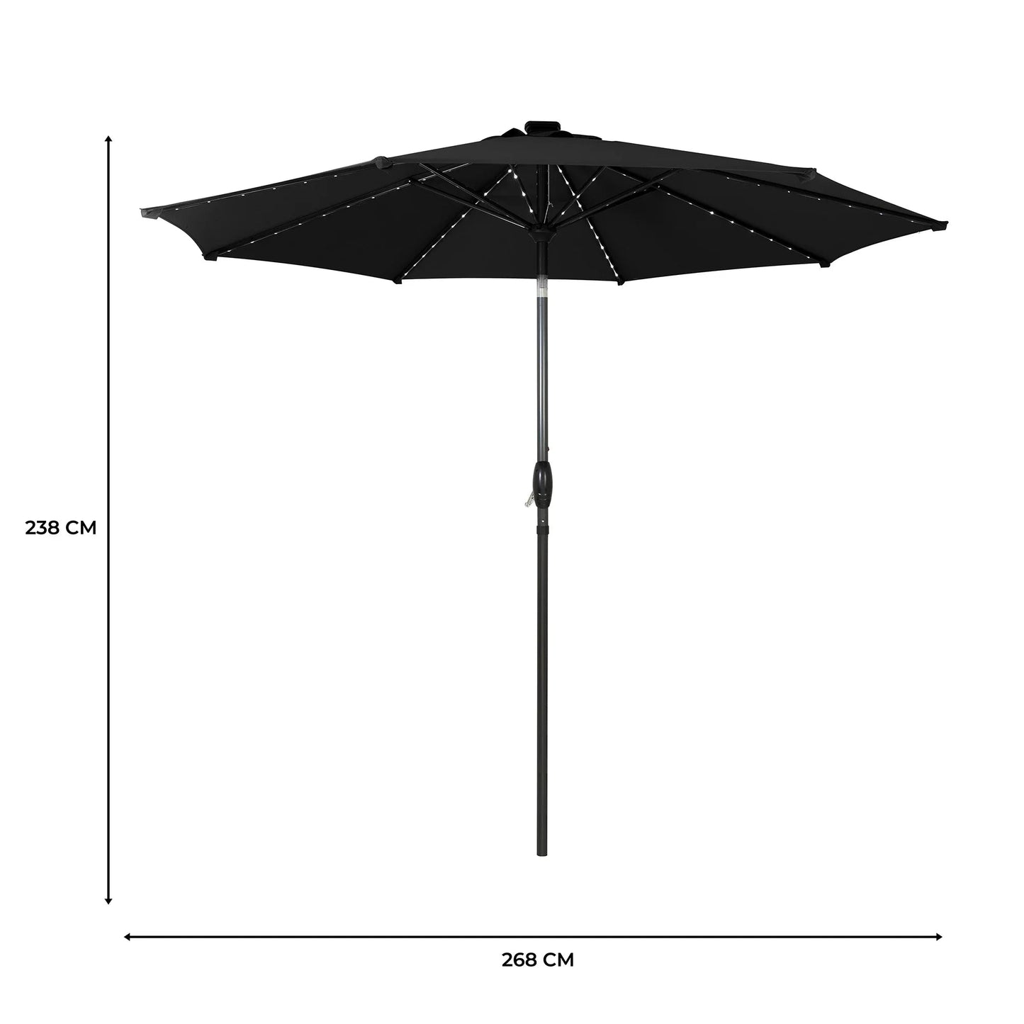 White Foldable Picnic Table & Black 2.7m LED Parasol Bundle