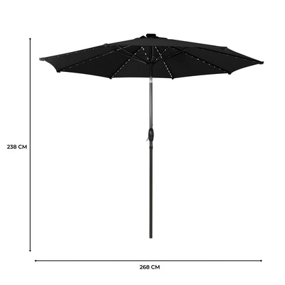 White Foldable Picnic Table & Black 2.7m LED Parasol Bundle