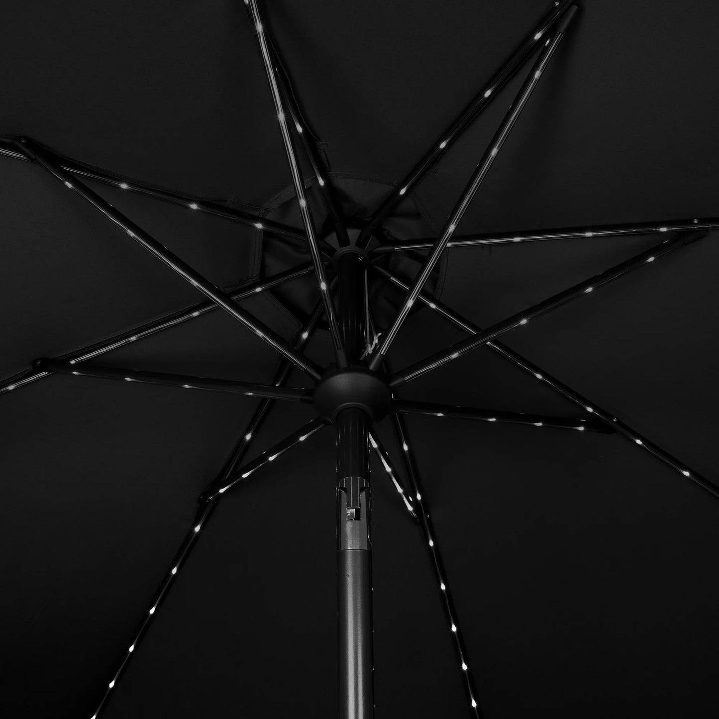 Garden Table & Rattan Chairs & Black 2.7m LED Parasol Bundle