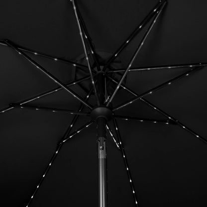 White Foldable Picnic Table & Black 2.7m LED Parasol Bundle
