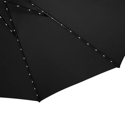 Garden Table & Rattan Chairs & Black 2.7m LED Parasol Bundle