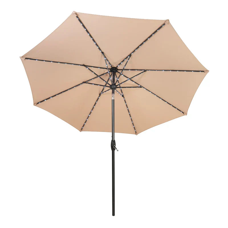 White Foldable Picnic Table & Beige 2.7m LED Parasol Bundle