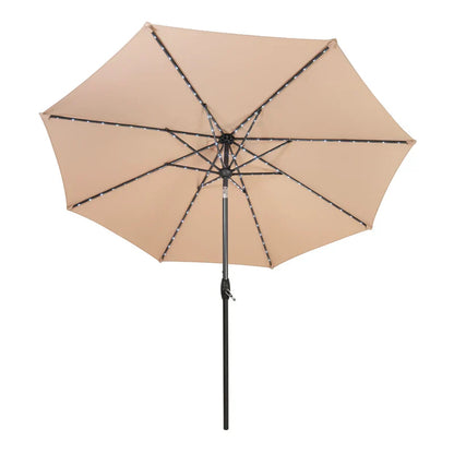 White Foldable Picnic Table & Beige 2.7m LED Parasol Bundle