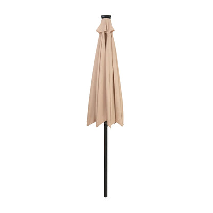 White Foldable Picnic Table & Beige 2.7m LED Parasol Bundle