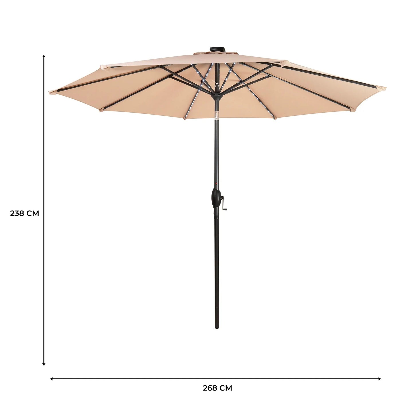 White Foldable Picnic Table & Beige 2.7m LED Parasol Bundle