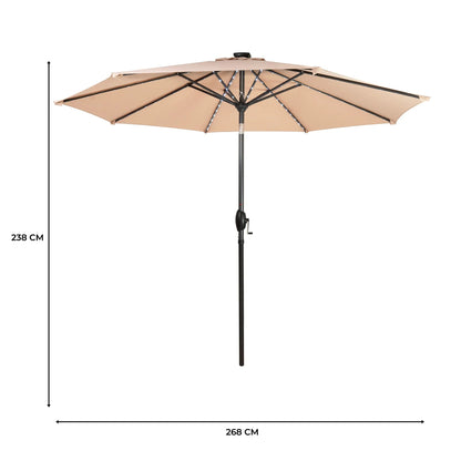 White Foldable Picnic Table & Beige 2.7m LED Parasol Bundle
