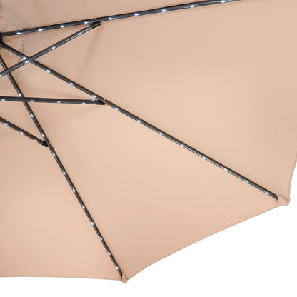 White Foldable Picnic Table & Beige 2.7m LED Parasol Bundle