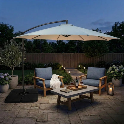 Hanging 2-Seater Egg Chair & Cream 3m Cantilever Parasol Bundle