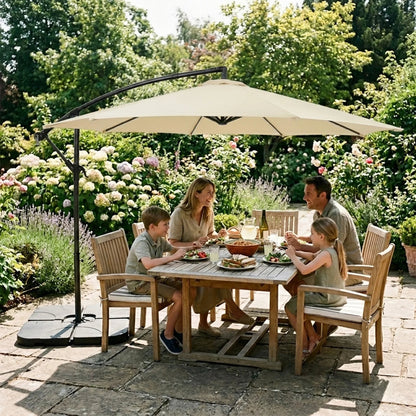 Hanging 2-Seater Egg Chair & Cream 3m Cantilever Parasol Bundle