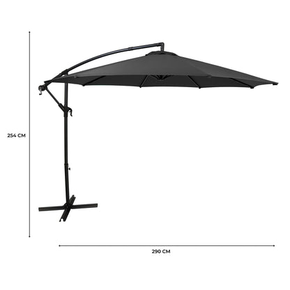 Hanging 2-Seater Egg Chair & Grey 3m Cantilever Parasol Bundle