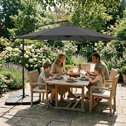 Hanging 2-Seater Egg Chair & Grey 3m Cantilever Parasol Bundle
