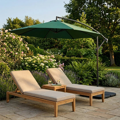Hanging 2-Seater Egg Chair & Green 3m Cantilever Parasol Bundle