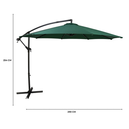 Hanging 2-Seater Egg Chair & Green 3m Cantilever Parasol Bundle