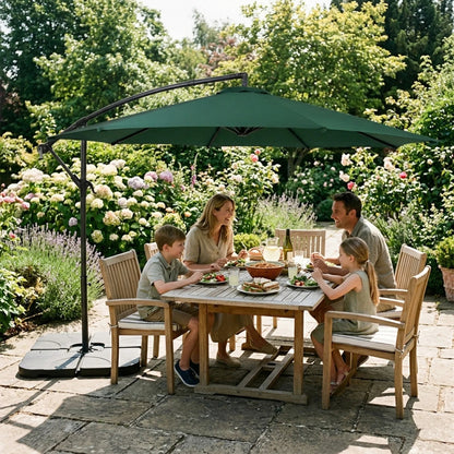 Hanging 2-Seater Egg Chair & Green 3m Cantilever Parasol Bundle