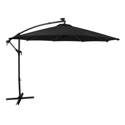 Hanging 2-Seater Egg Chair & Black 3m LED Cantilever Parasol Bundle
