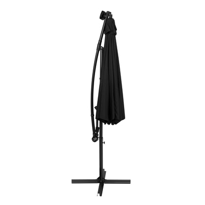 Hanging 2-Seater Egg Chair & Black 3m LED Cantilever Parasol Bundle