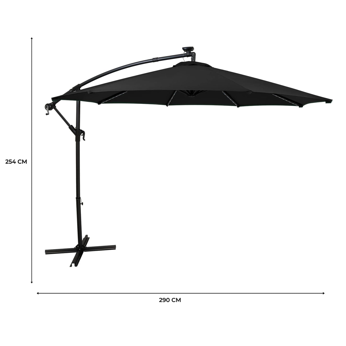 Hanging 2-Seater Egg Chair & Black 3m LED Cantilever Parasol Bundle