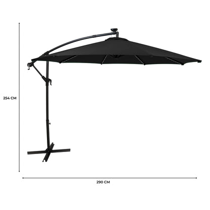Hanging 2-Seater Egg Chair & Black 3m LED Cantilever Parasol Bundle