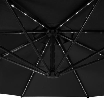 Hanging 2-Seater Egg Chair & Black 3m LED Cantilever Parasol Bundle