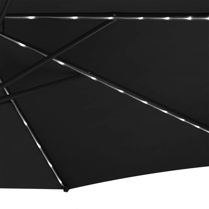 Hanging 2-Seater Egg Chair & Black 3m LED Cantilever Parasol Bundle