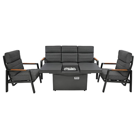 5 Seater Reclining Furniture Set With Firepit
