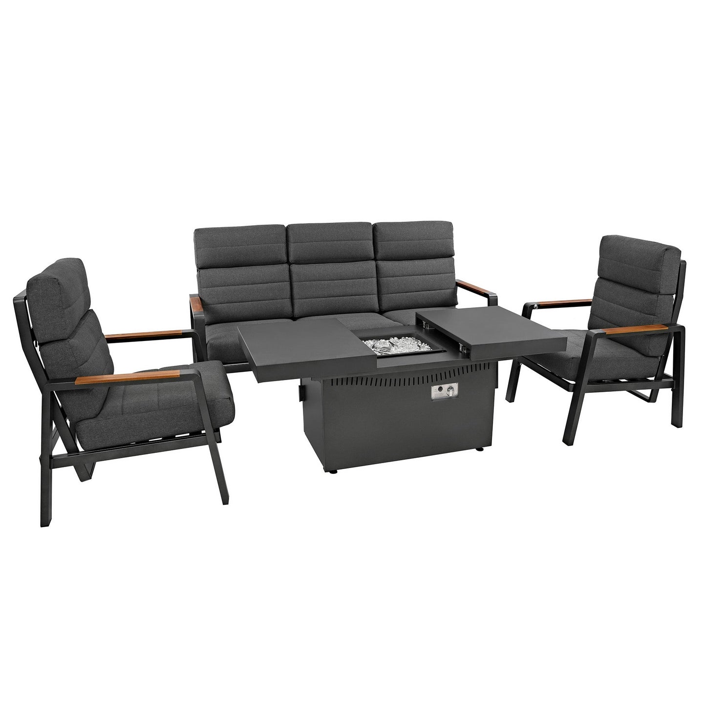 5 Seater Reclining Furniture Set With Firepit