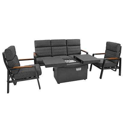 5 Seater Reclining Furniture Set With Firepit