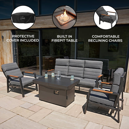 5 Seater Reclining Furniture Set With Firepit