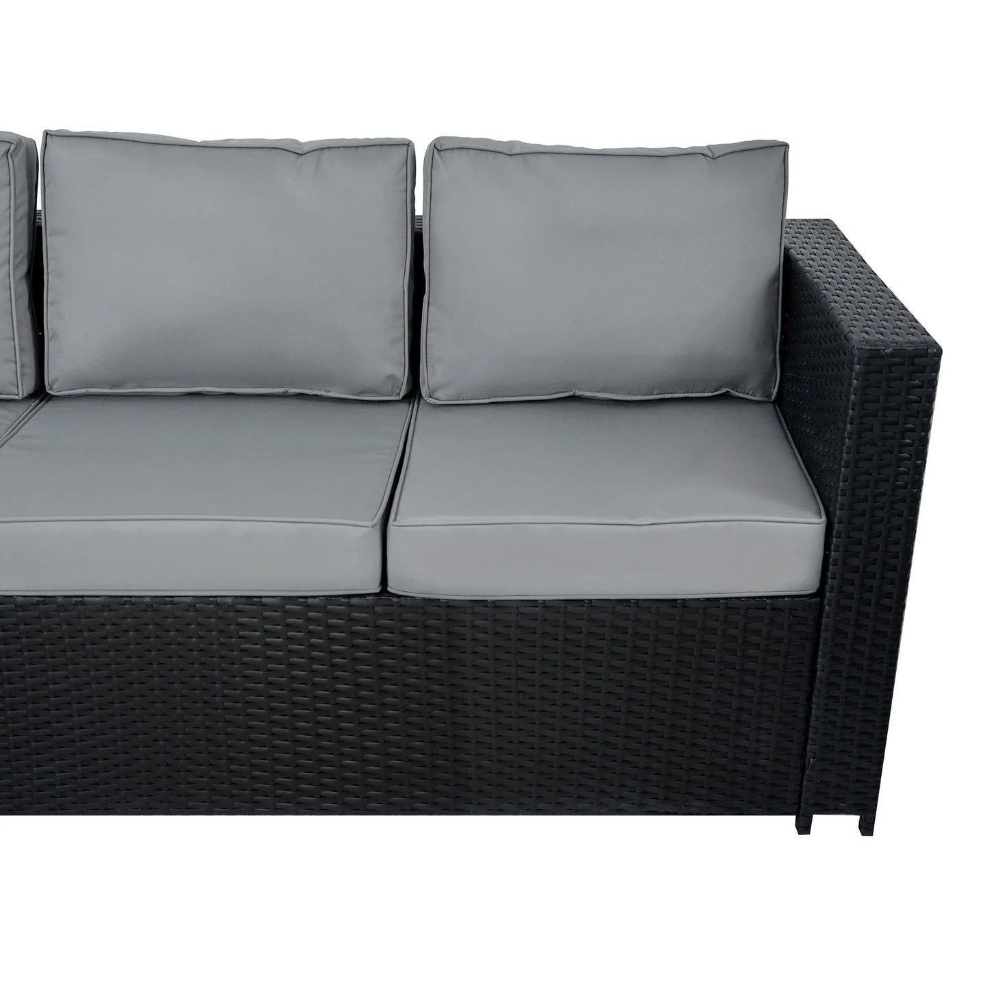 8 Seater Rattan Furniture Set With Firepit – Black