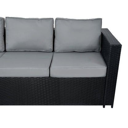 8 Seater Rattan Furniture Set With Firepit – Black