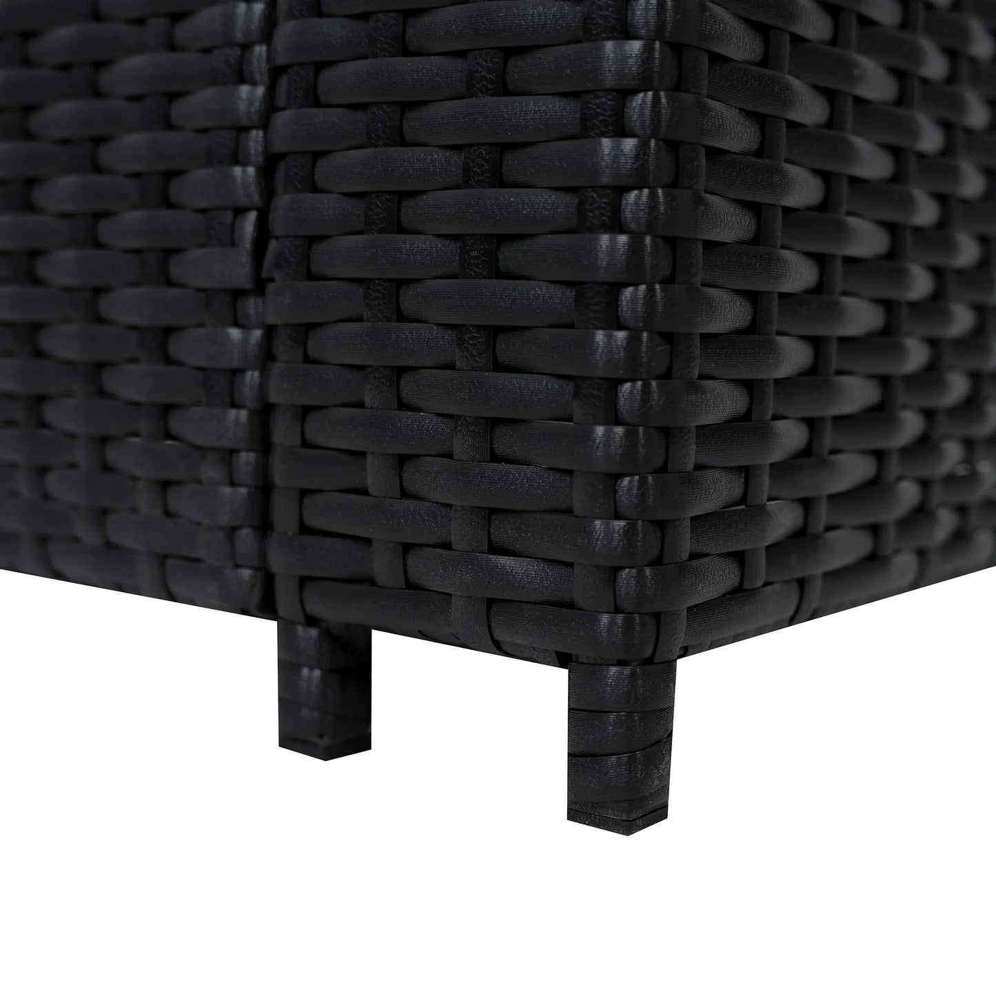 8 Seater Rattan Furniture Set With Firepit – Black