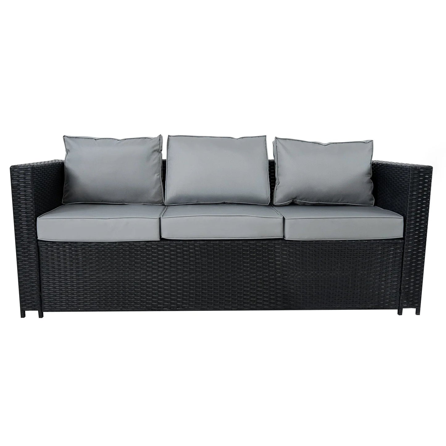 8 Seater Rattan Furniture Set With Firepit – Black